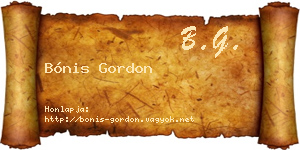 Bónis Gordon névjegykártya